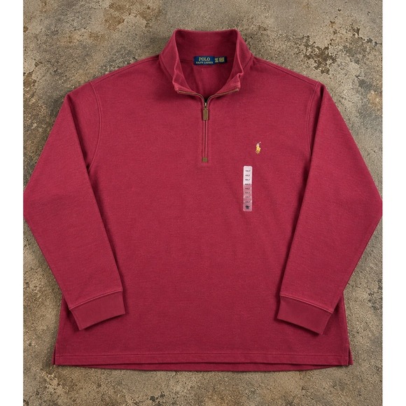 Polo Ralph Lauren Other - Polo Ralph Lauren Mens 4XLT Big Tall Quarter Zip Pullover Burgundy Cotton